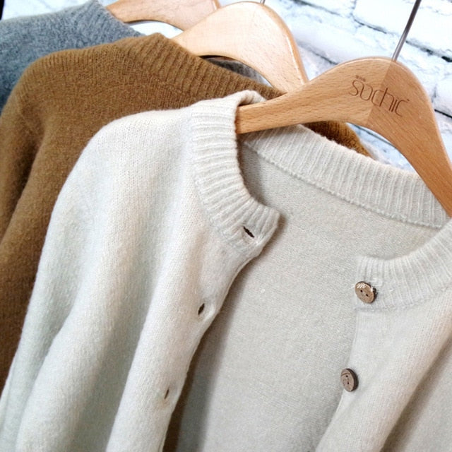 Women Cardigan Sweater Autumn Winter Woolen Knitted Cardigan Female Thick Short Jacket Sweater Women Basic Coats Jumper C2392