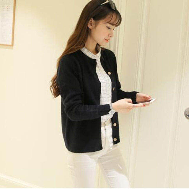 Women Cardigan Sweater Autumn Winter Woolen Knitted Cardigan Female Thick Short Jacket Sweater Women Basic Coats Jumper C2392