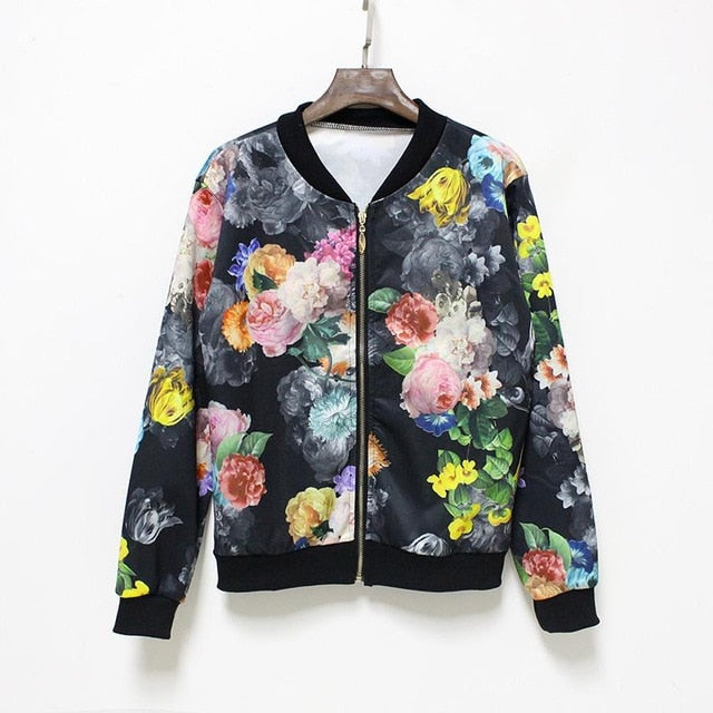 Hermicci NEW Flower Print Women Basic Coats