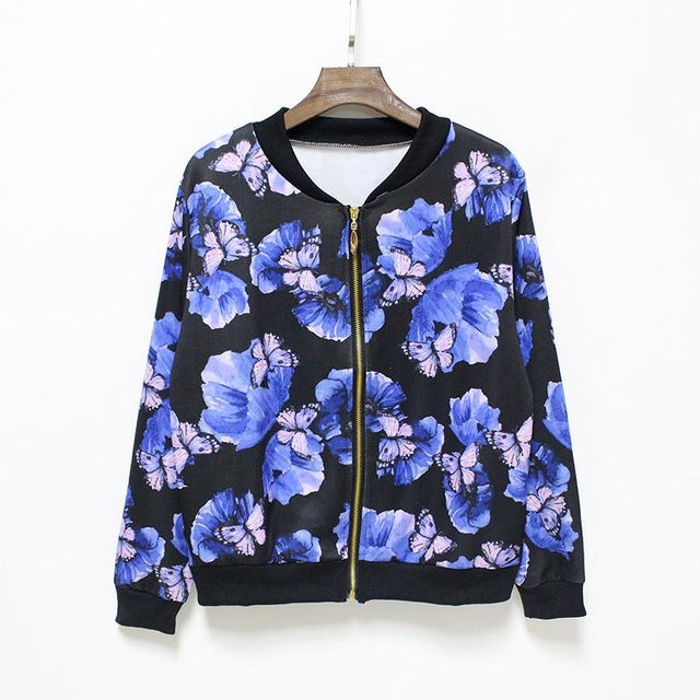 Hermicci NEW Flower Print Women Basic Coats
