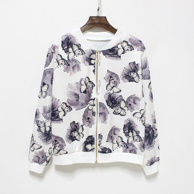 Hermicci NEW Flower Print Women Basic Coats