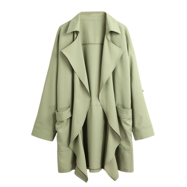 Trench Coat Pocket Long Sleeve Casual