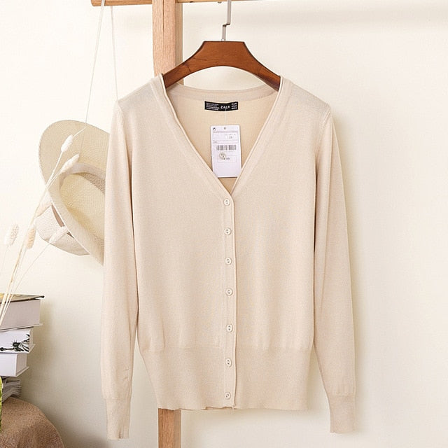 V-Neck Long Sleeve Crochet Knit Sweater Coat