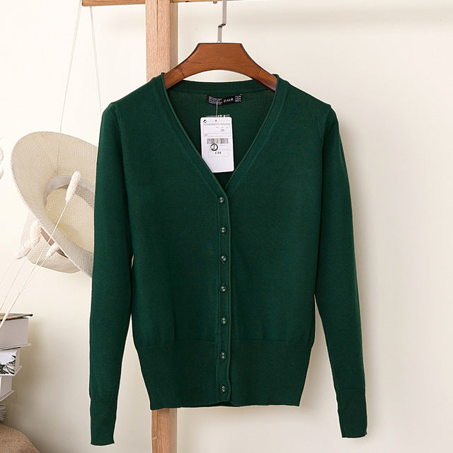 V-Neck Long Sleeve Crochet Knit Sweater Coat