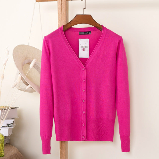 V-Neck Long Sleeve Crochet Knit Sweater Coat