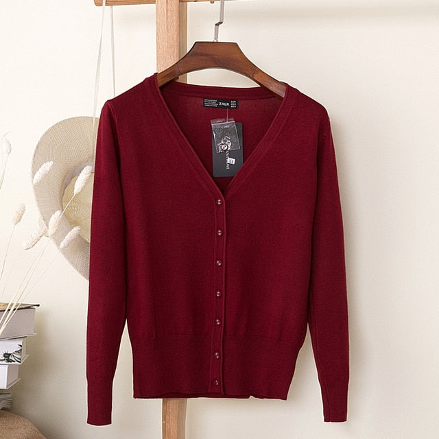V-Neck Long Sleeve Crochet Knit Sweater Coat