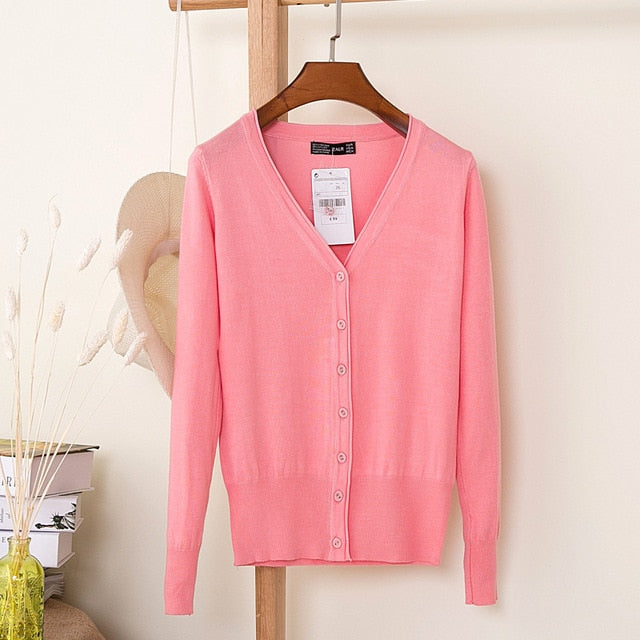 V-Neck Long Sleeve Crochet Knit Sweater Coat
