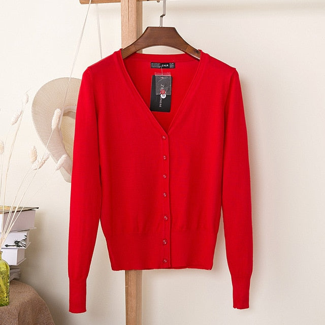 V-Neck Long Sleeve Crochet Knit Sweater Coat