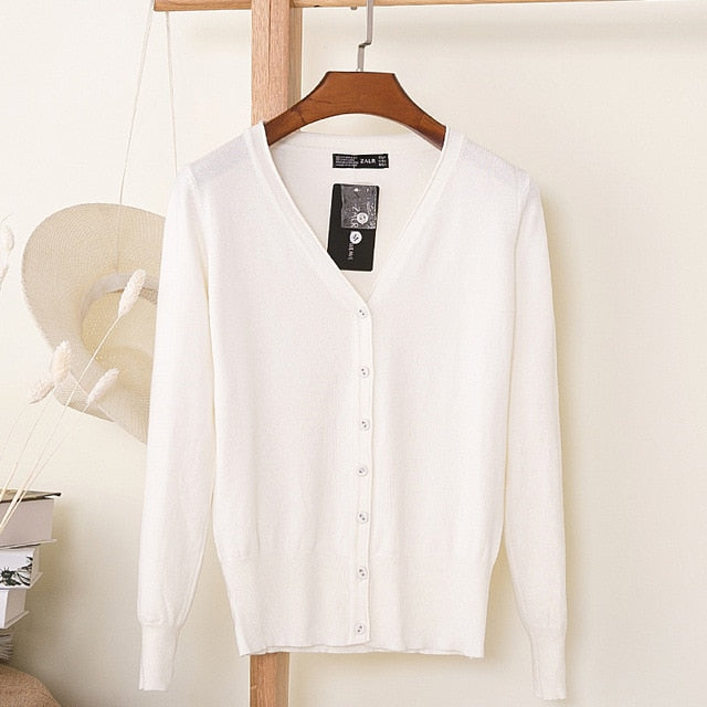 V-Neck Long Sleeve Crochet Knit Sweater Coat