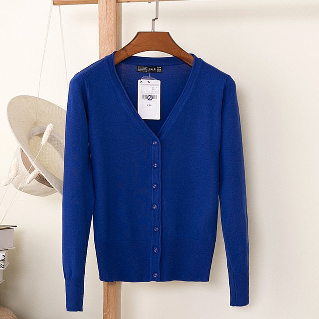 V-Neck Long Sleeve Crochet Knit Sweater Coat