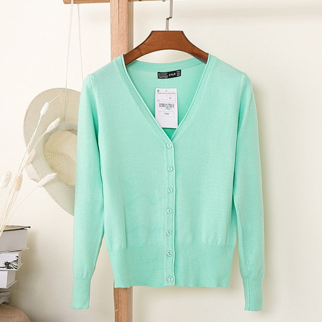 V-Neck Long Sleeve Crochet Knit Sweater Coat