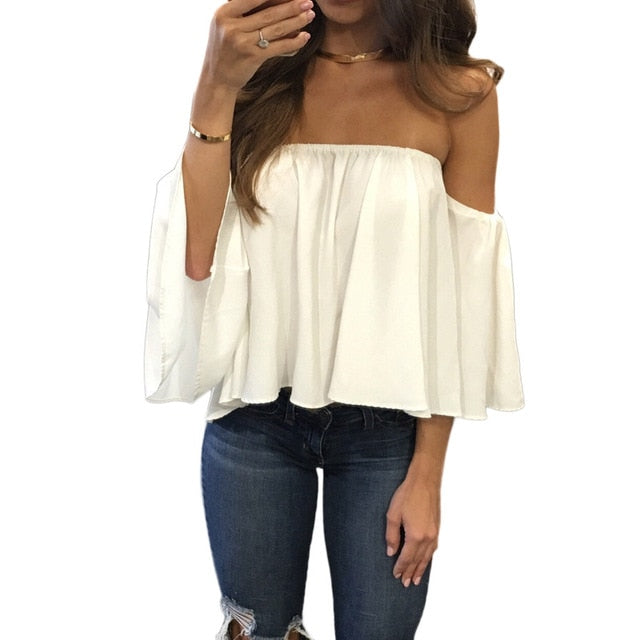 Flare Sleeve Blusa Feminina Women Blouse