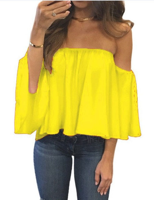 Flare Sleeve Blusa Feminina Women Blouse