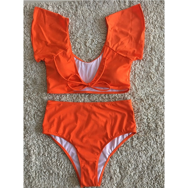 Swimsuit Leopard Bikini Push Up Frill Bikini