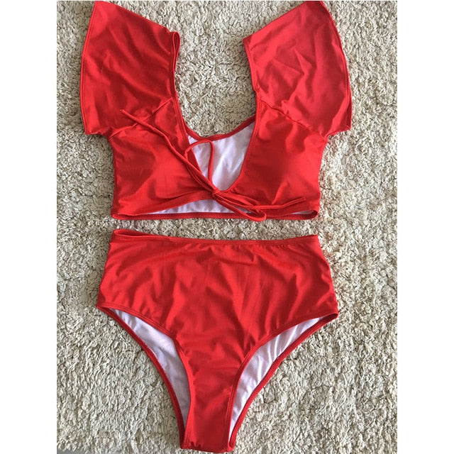 Swimsuit Leopard Bikini Push Up Frill Bikini