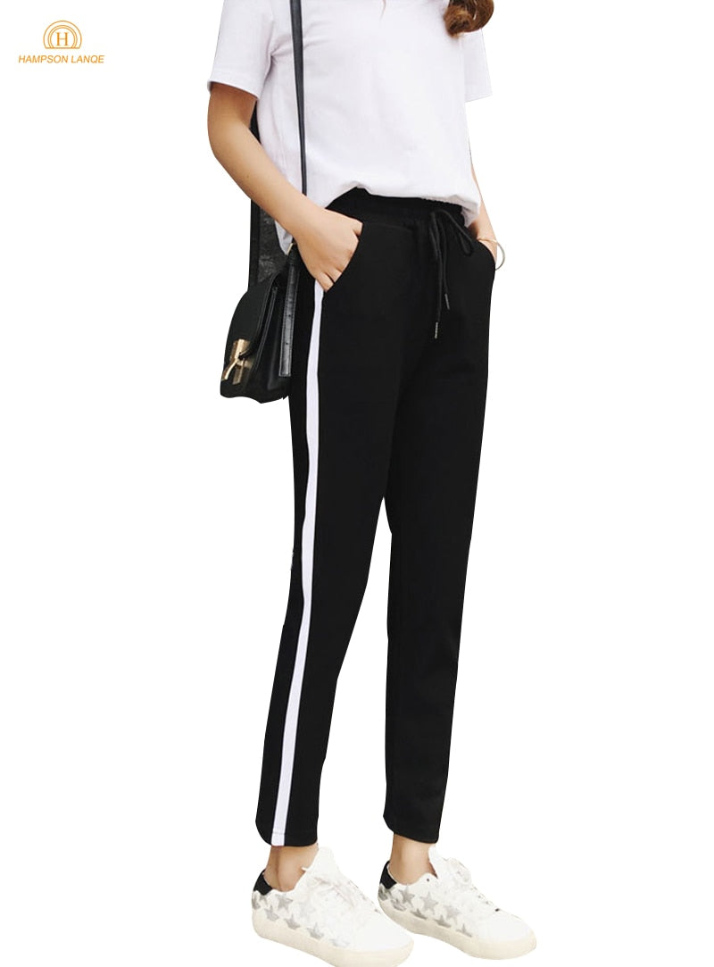 Striped Said Black Slim Fit Pants
