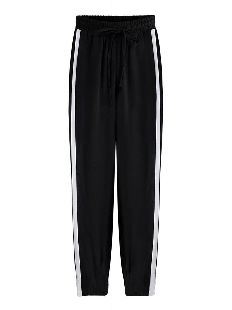 Striped Said Black Slim Fit Pants