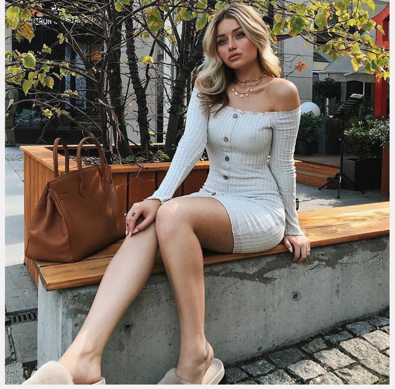 Bodycon Off Shoulder Long Sleeve