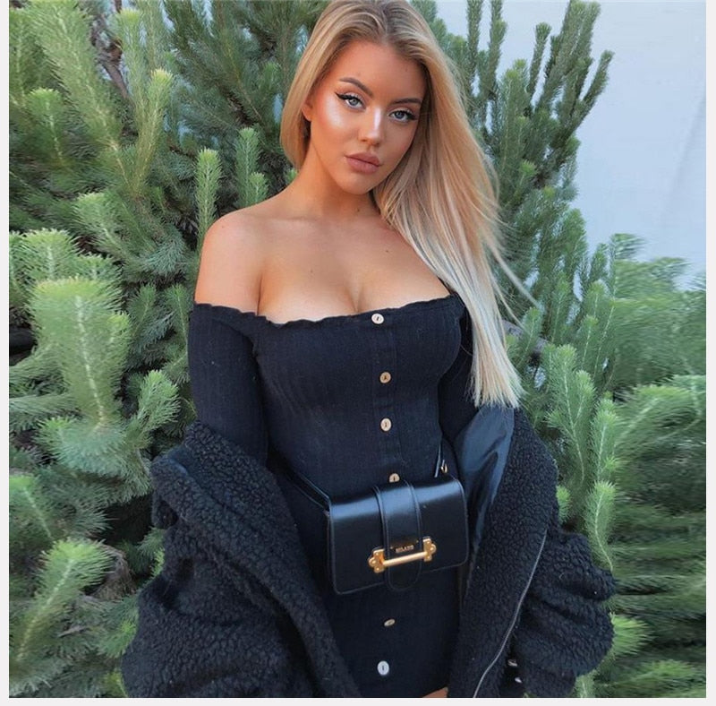 Bodycon Off Shoulder Long Sleeve