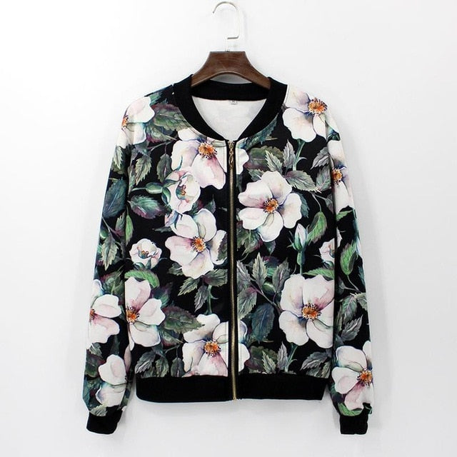 Hermicci NEW Flower Print Women Basic Coats