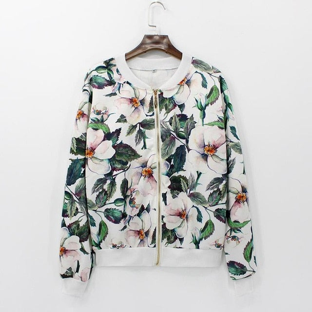Hermicci NEW Flower Print Women Basic Coats