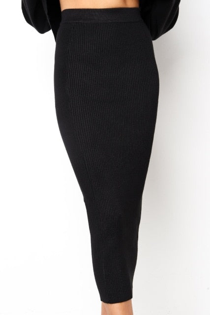 LOSSKY Knitted Autumn Bodycon Long Skirt