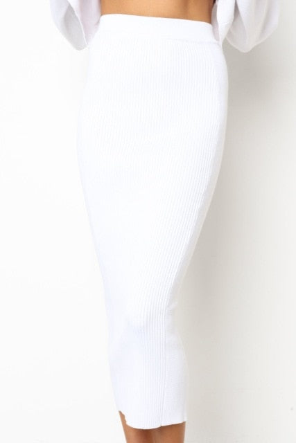 LOSSKY Knitted Autumn Bodycon Long Skirt