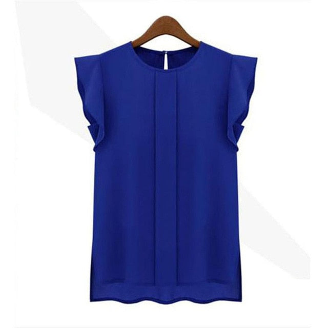 Loose Chiffon Short Sleeveless Elegant Blouse