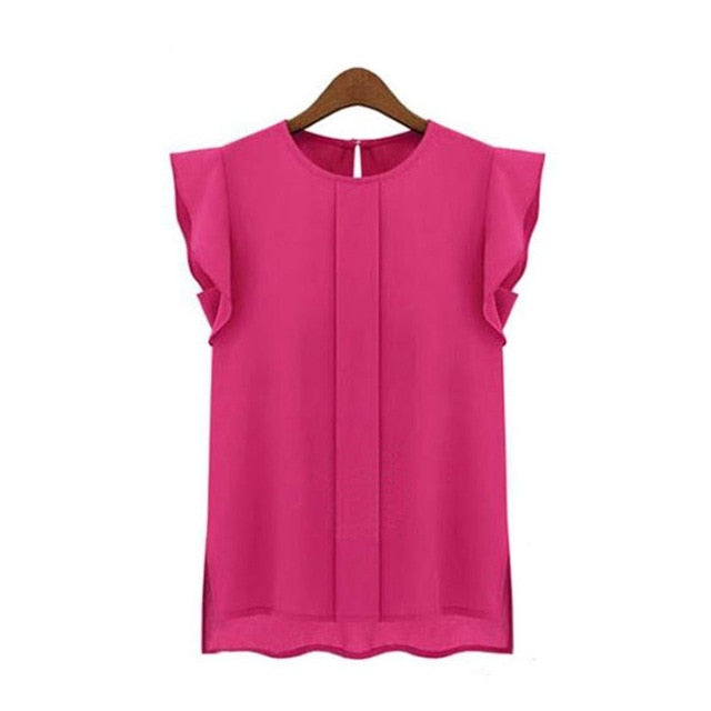 Loose Chiffon Short Sleeveless Elegant Blouse