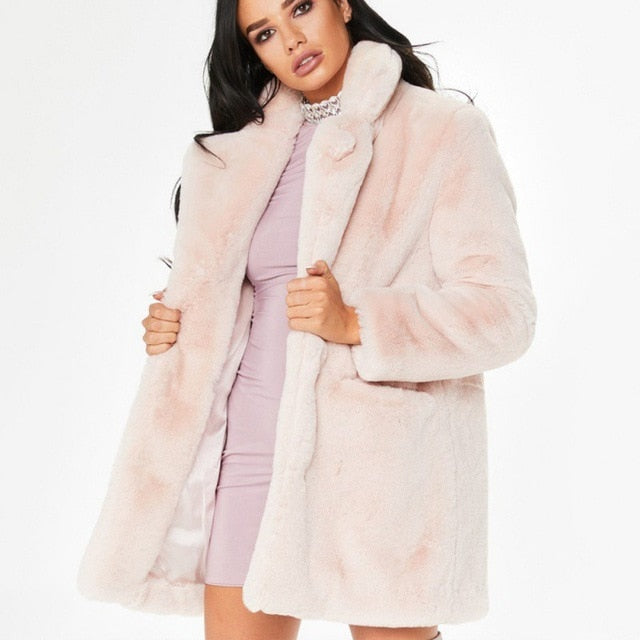 Faux Fur Coat Women Long Sleeve Thick Warm Flurry Jackets