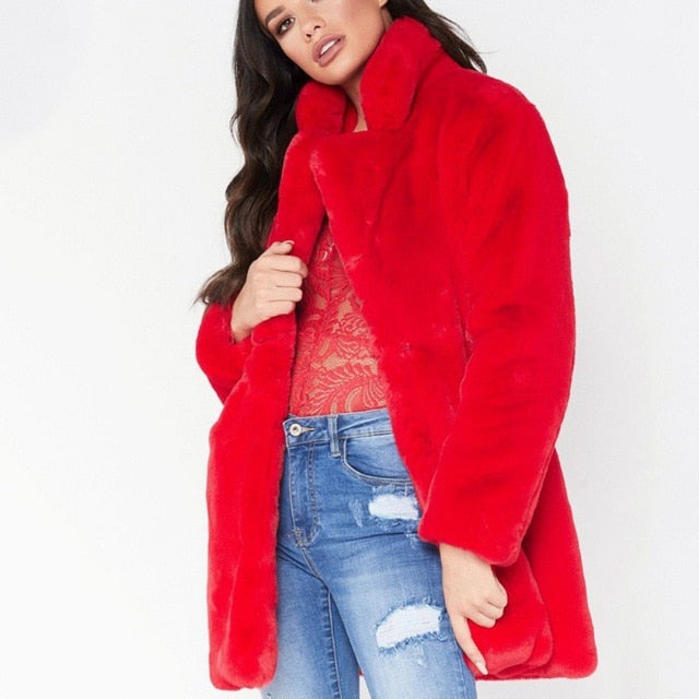 Faux Fur Coat Women Long Sleeve Thick Warm Flurry Jackets