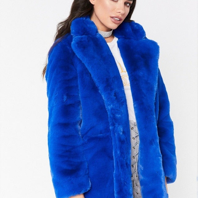 Faux Fur Coat Women Long Sleeve Thick Warm Flurry Jackets