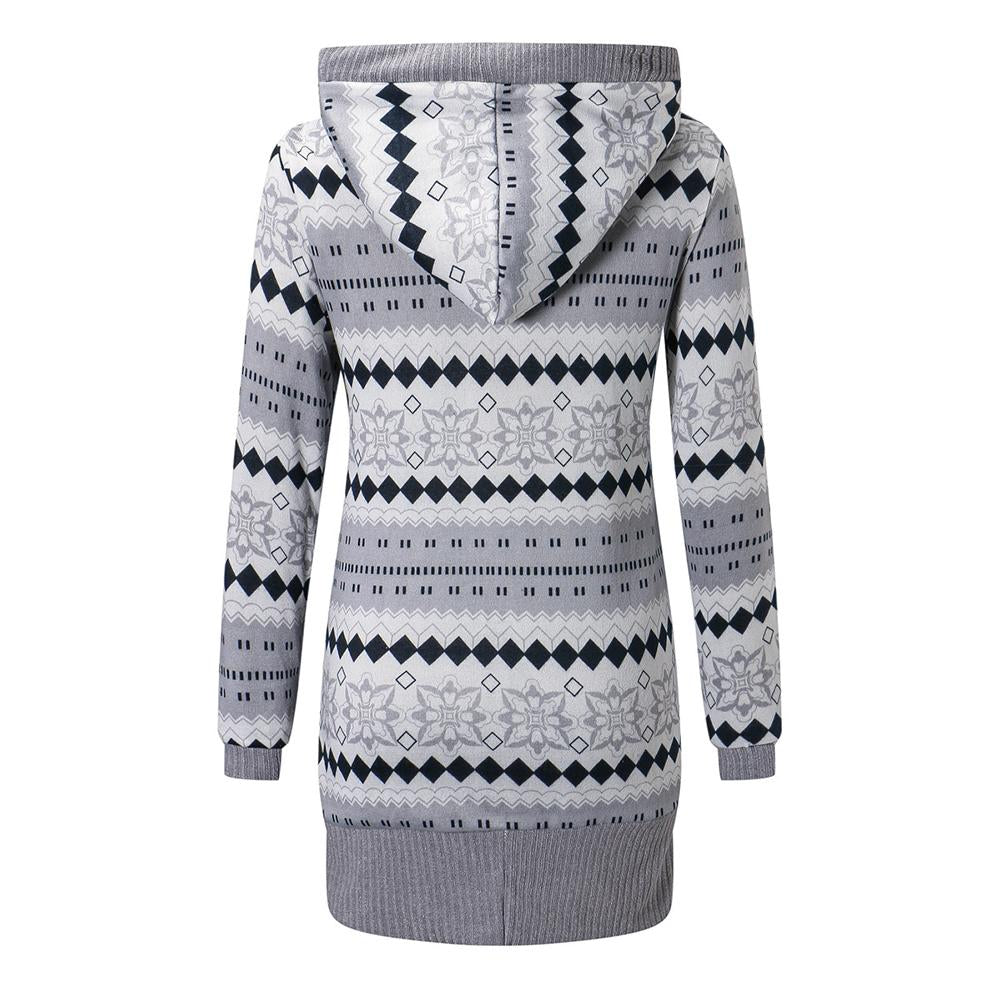 Fleece Outwear Winter Autumn Style Long Sleeve Thick Hooded Sweat Coat Casual Knitting Cardigan Coat