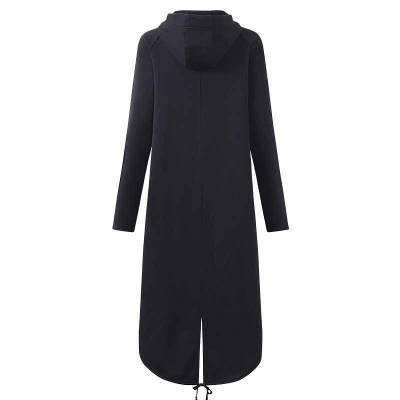 LOSSKY Fashion Long Sleeve Hooded Trench Coat