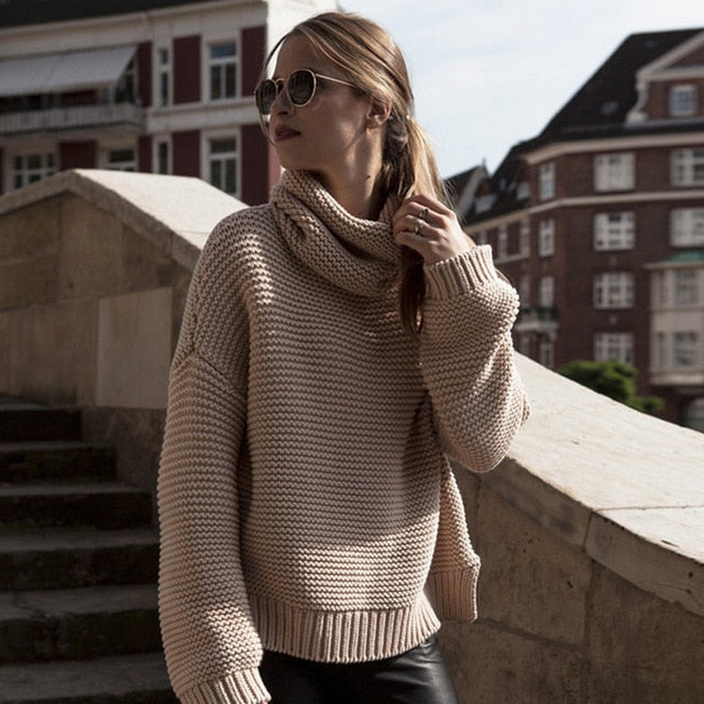 Casual Solid Turtleneck Sweater