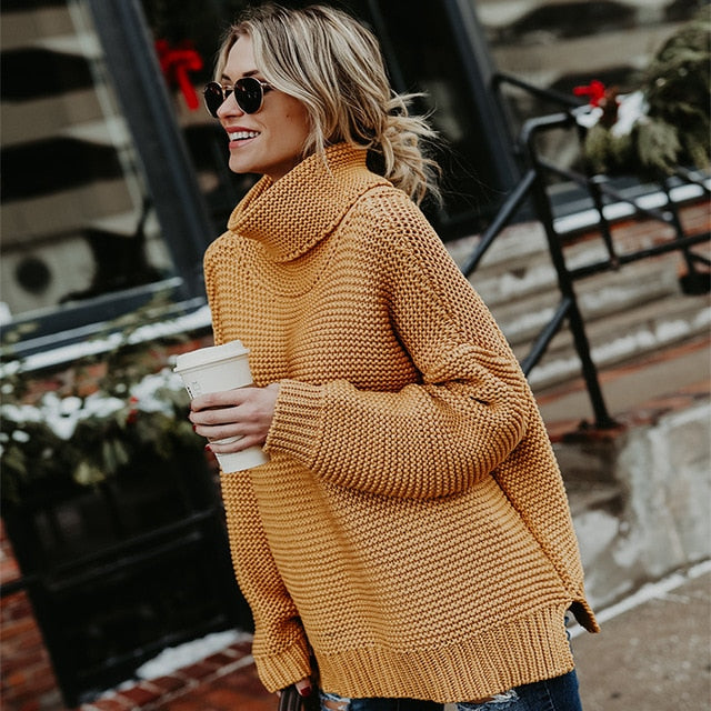 Casual Solid Turtleneck Sweater