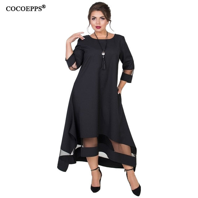 Mesh Elegant Women Dress Large Size Long Maxi Dress