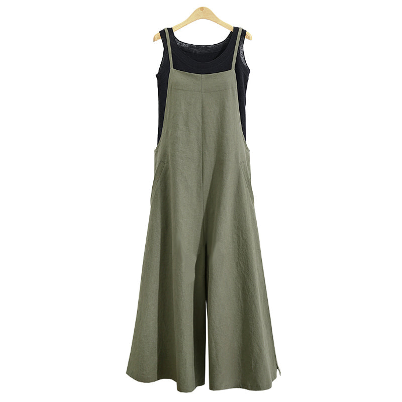 ZANZEA 2018 Summer Rompers Women Jumpsuit Spaghetti Strap Cotton Linen Bib Overalls Bodysuit Solid Casual Pockets Long Playsuit