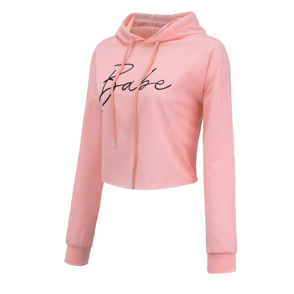 Womens Fashion Letter Print Hoodie Sweatshirt