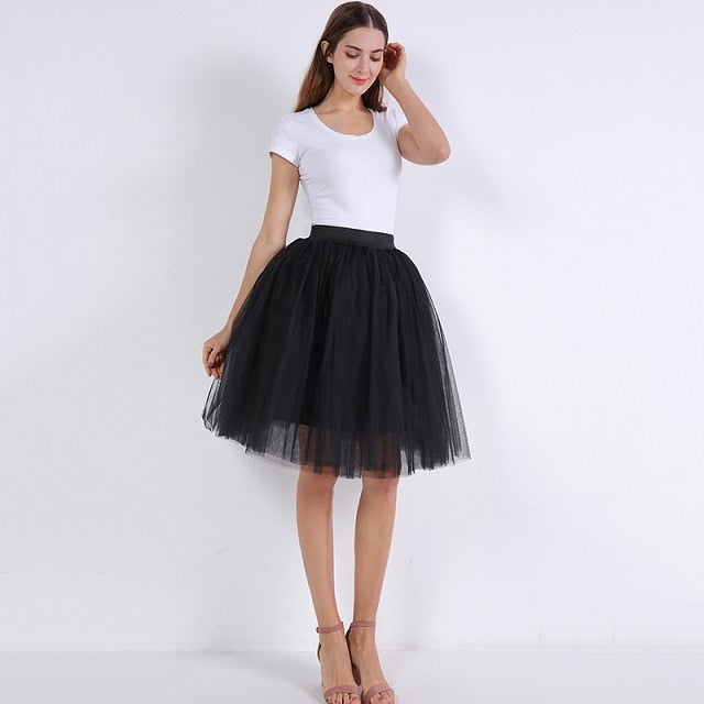 5 Layers 60cm Princess Midi Tulle Skirt