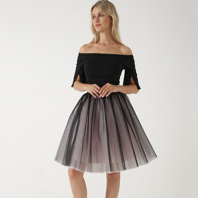 5 Layers 60cm Princess Midi Tulle Skirt