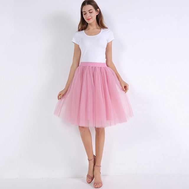 5 Layers 60cm Princess Midi Tulle Skirt