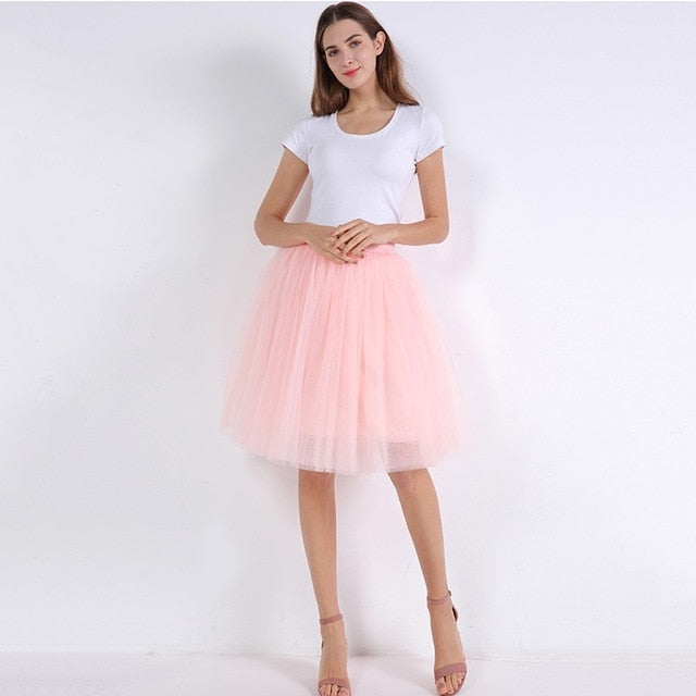 5 Layers 60cm Princess Midi Tulle Skirt