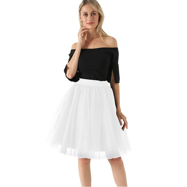 5 Layers 60cm Princess Midi Tulle Skirt