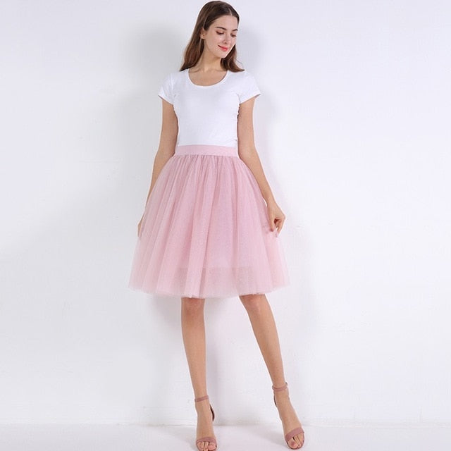 5 Layers 60cm Princess Midi Tulle Skirt