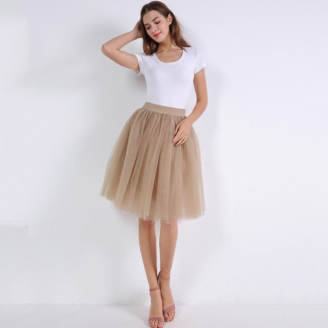 5 Layers 60cm Princess Midi Tulle Skirt