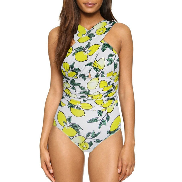 Black Red Cross Halter women swimwear one piece