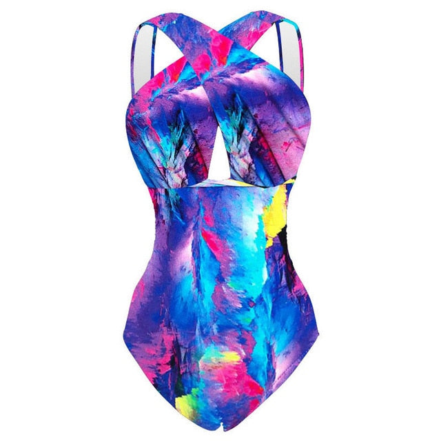 Black Red Cross Halter women swimwear one piece