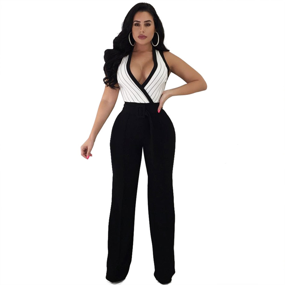 Stripe Print Sexy Summer Jumpsuit Romper