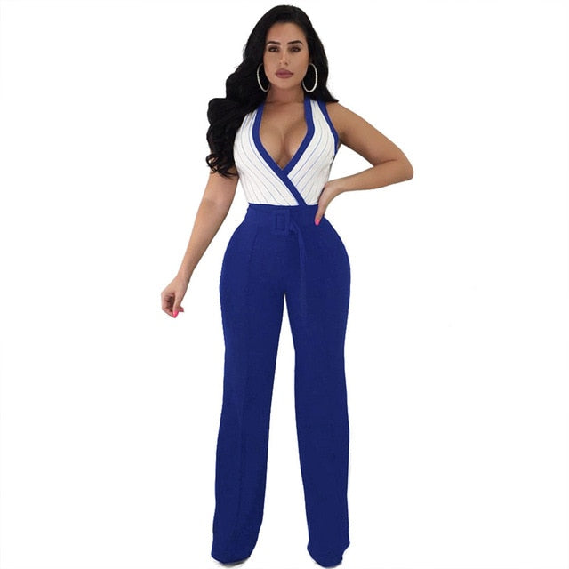 Stripe Print Sexy Summer Jumpsuit Romper